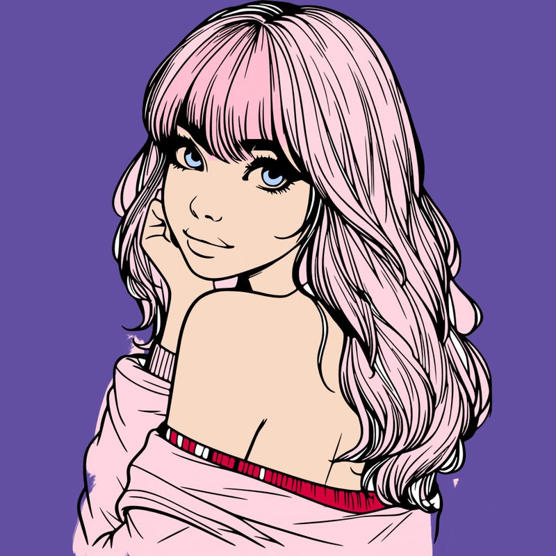 realistic girl with bangs looking over her shoulder