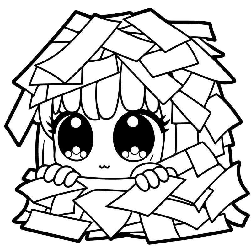 girl covered in paper