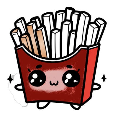 a cute. french fries