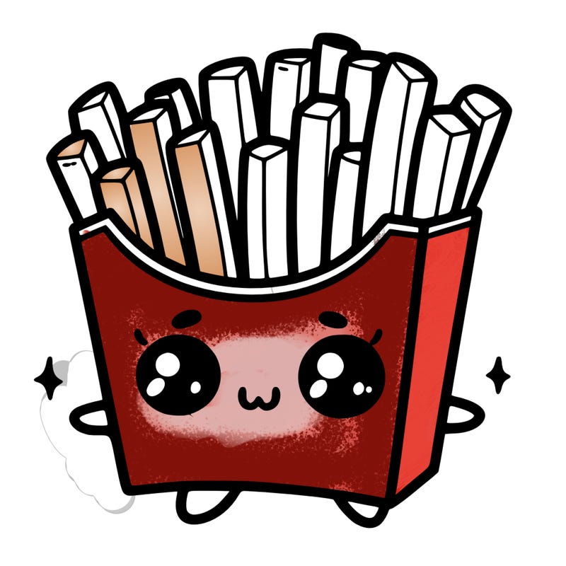 a cute. french fries