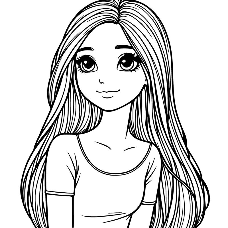 realistic girl with long hair