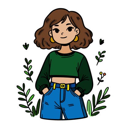 girl with a crop top and jeans