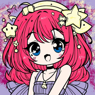 cute anime girl with star accessories