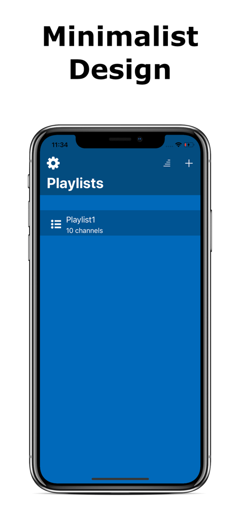 Simple IPTV Playlist - Interfaz de usuario minimalista de la aplicación Simple IPTV Playlist para gestionar listas de canales.