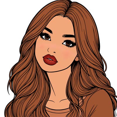 realistic girl with hair on her hair and lips