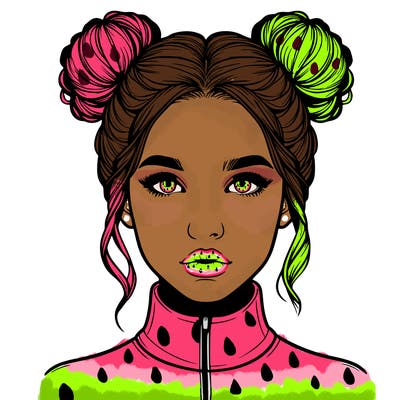 realistic woman that has space buns