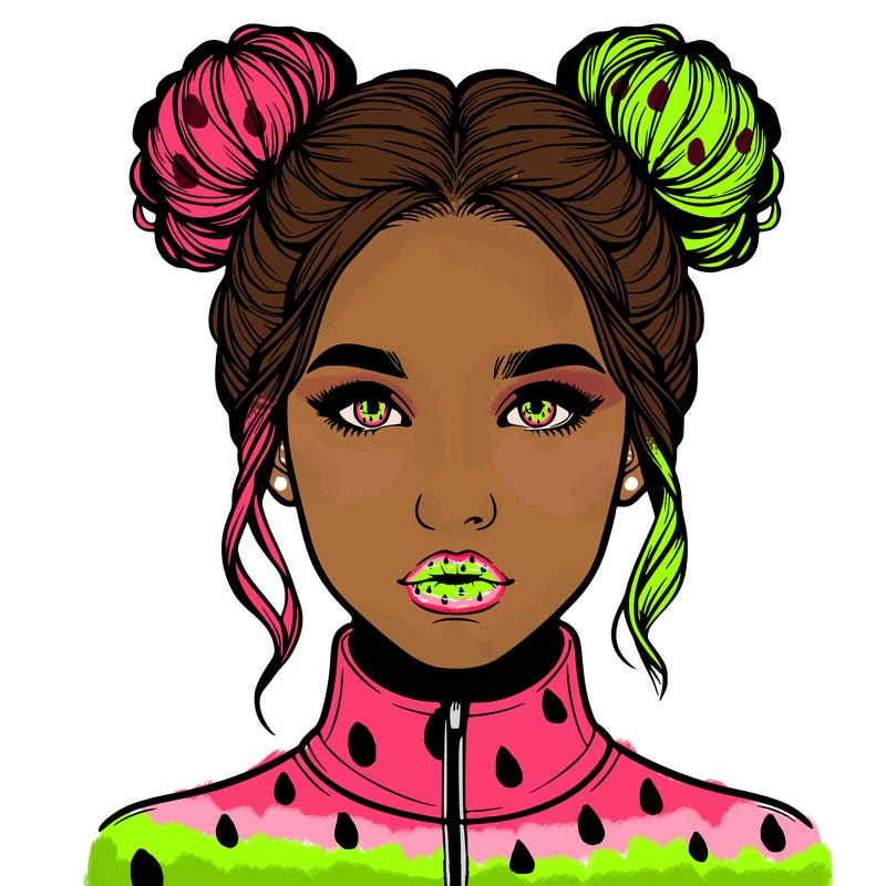 realistic woman that has space buns