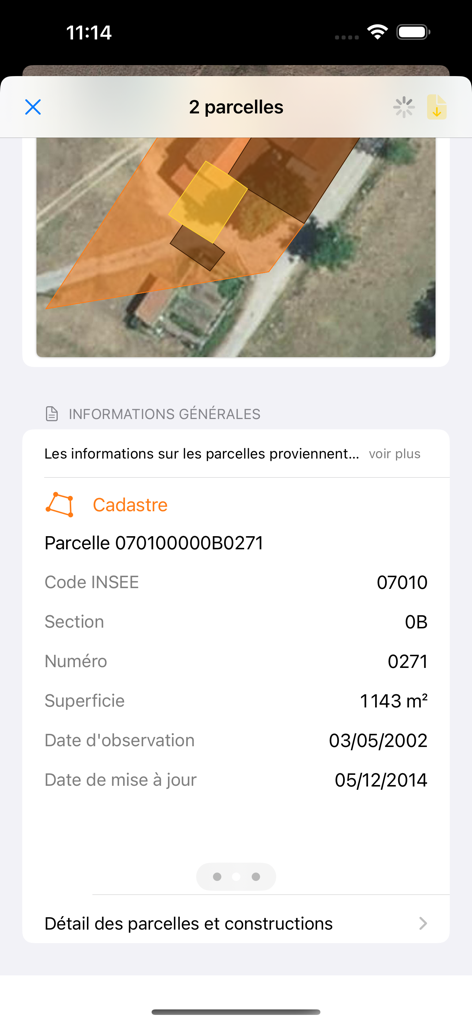 Coo - Captura de ecrã da aplicação Coo apresentando dados cadastrais e um mapa de satélite para parcelas de propriedades