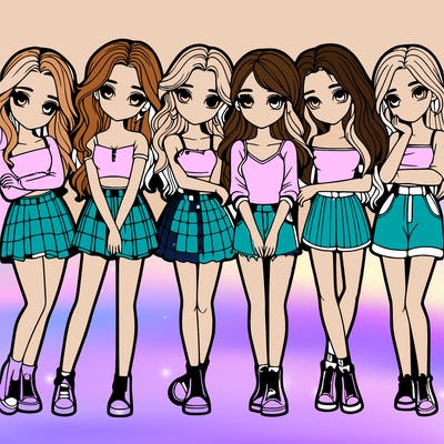 a group of girls realistic