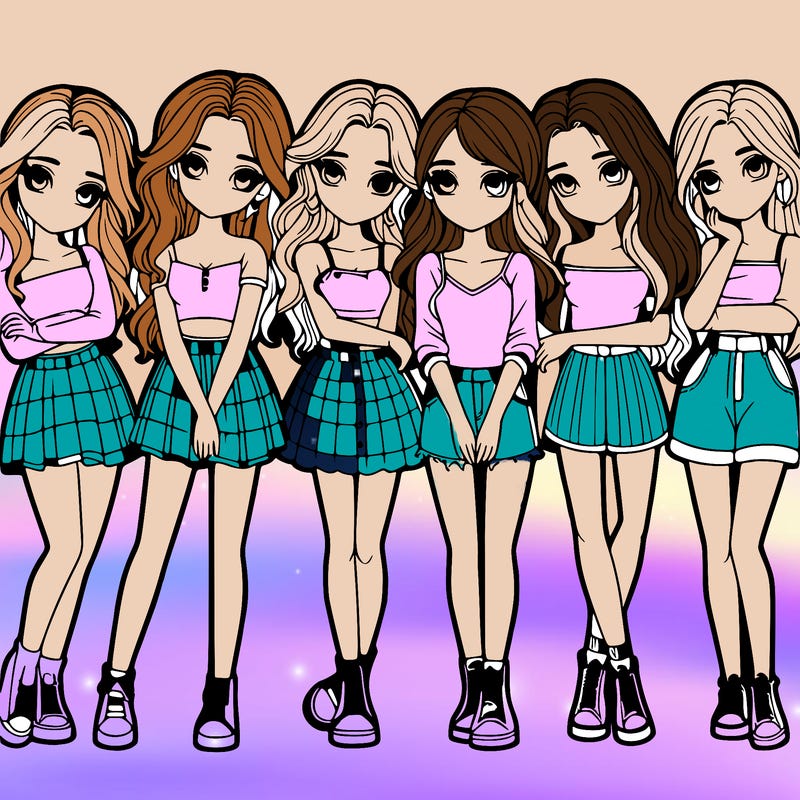 a group of girls realistic