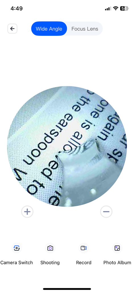 cucko - Cucko mobile app interface with a live video feed from a wireless ear camera and recording buttons