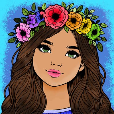 realistic girl with flower crown