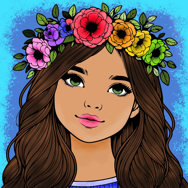 realistic girl with flower crown