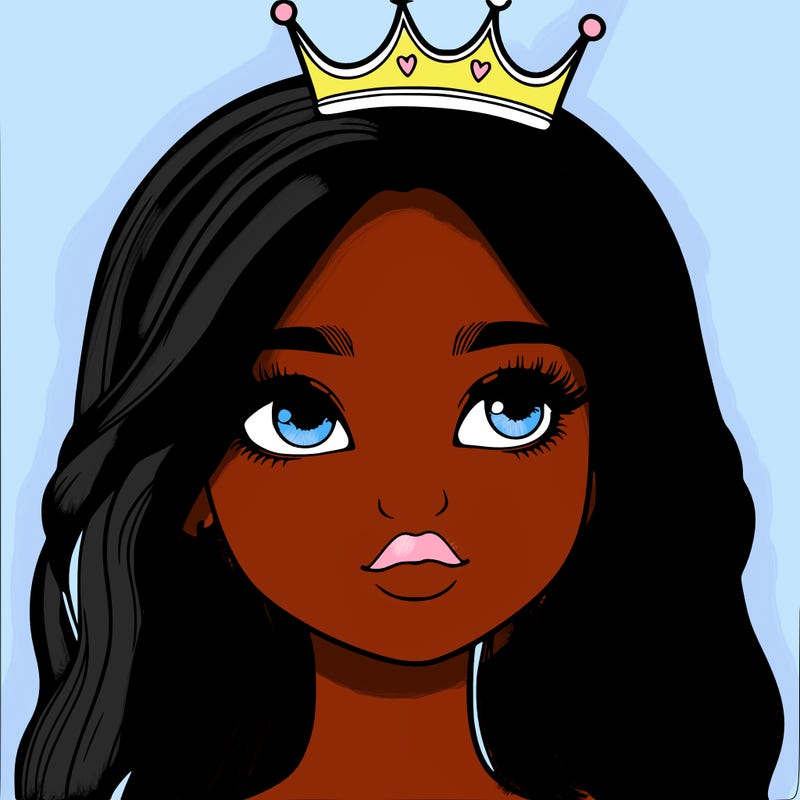 a realistic girl with a crown on
