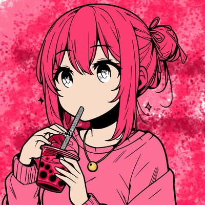 manga character drinking boba