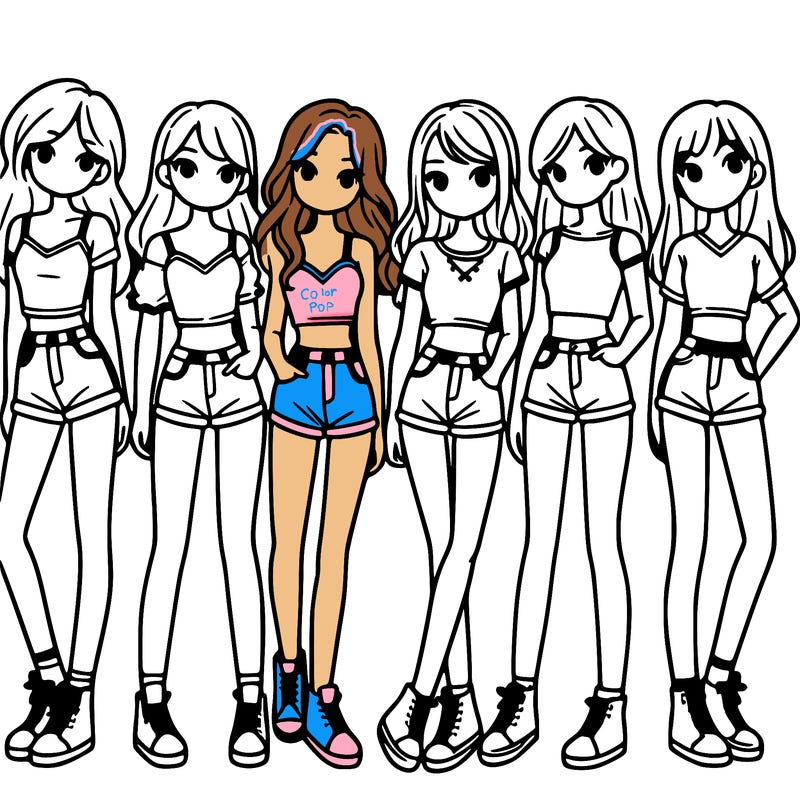 a group of girls wearing crop tops and shorts