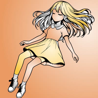 realistic girl floating