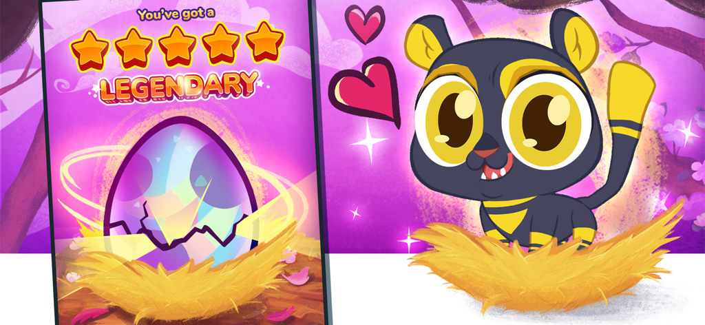 Merge Zoo - Hatching a rare five star legendary animal from an egg in Merge Zoo.