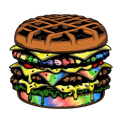 realistic waffle burger