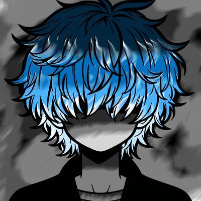 manga boy fluffy hair covering his eyes