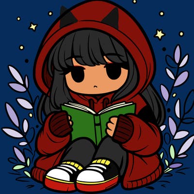 girl in oversized hoodie reading a book