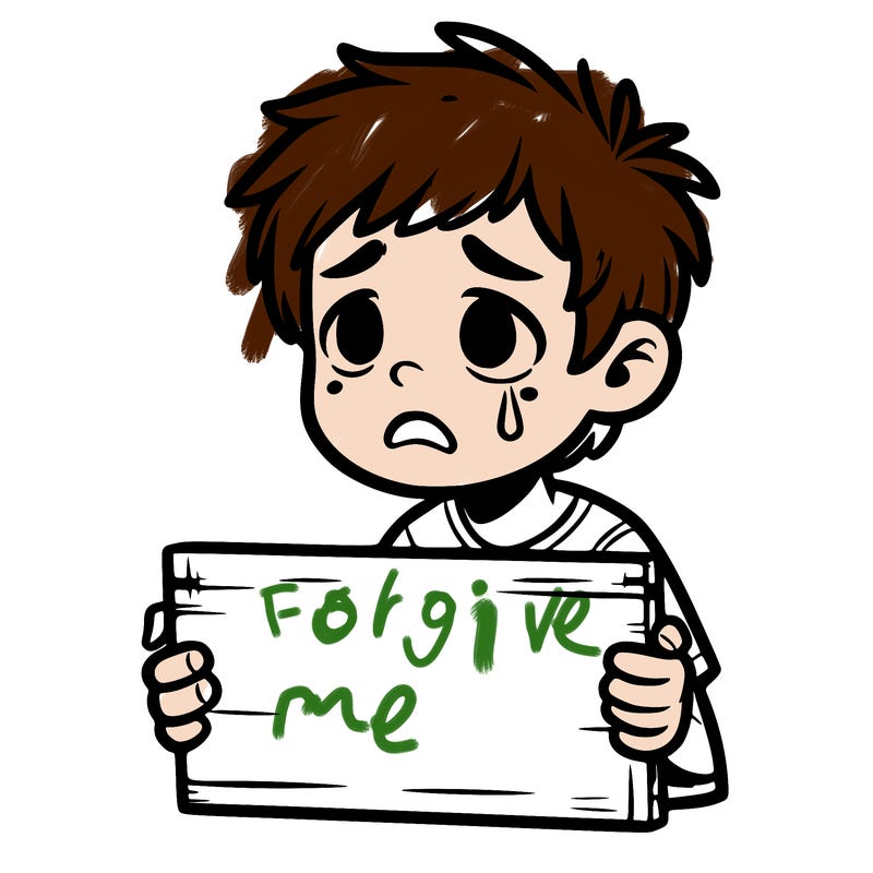 desperate boy with sign