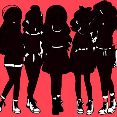 a group of five girls