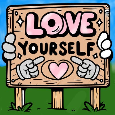 a sign where it is written: love yourself