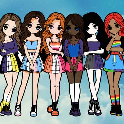 a group of girls realistic