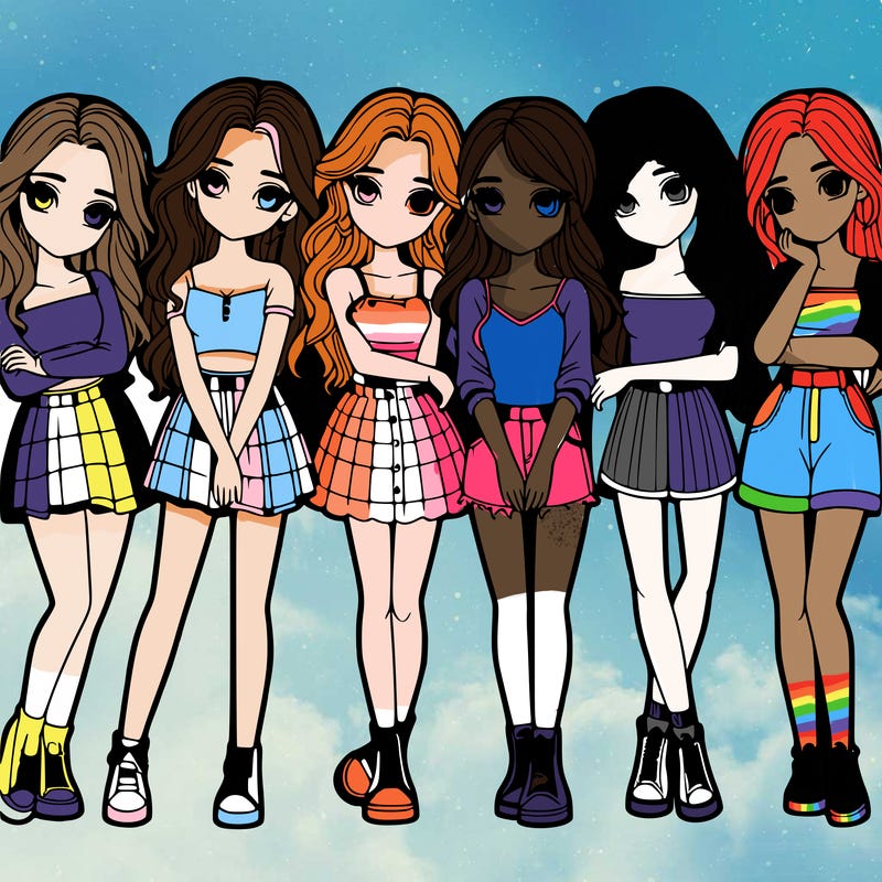 a group of girls realistic