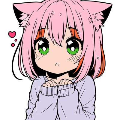 shy anime catgirl