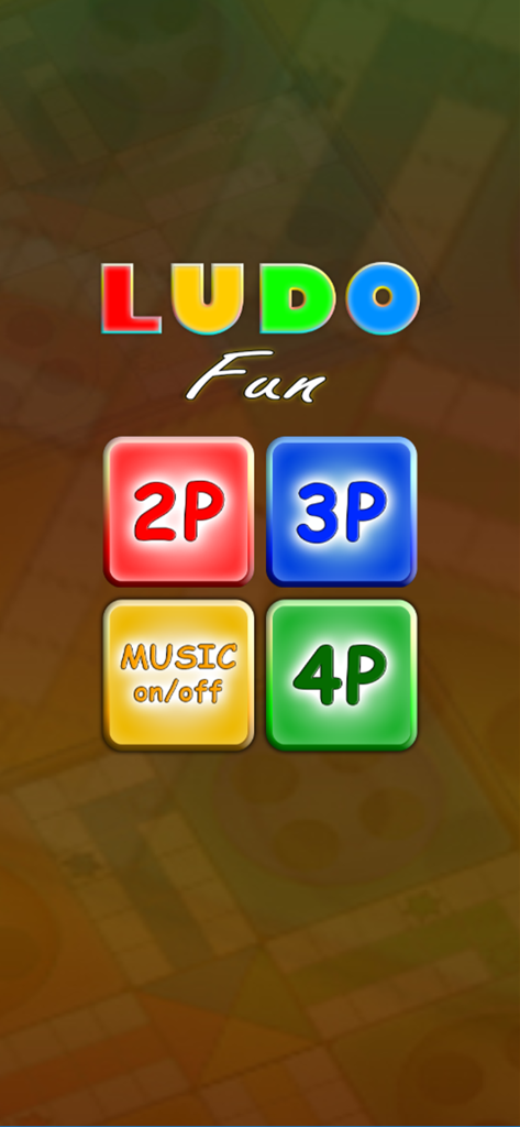Ludo Fun - Ludo Fun game main menu showing selection buttons for two three and four players