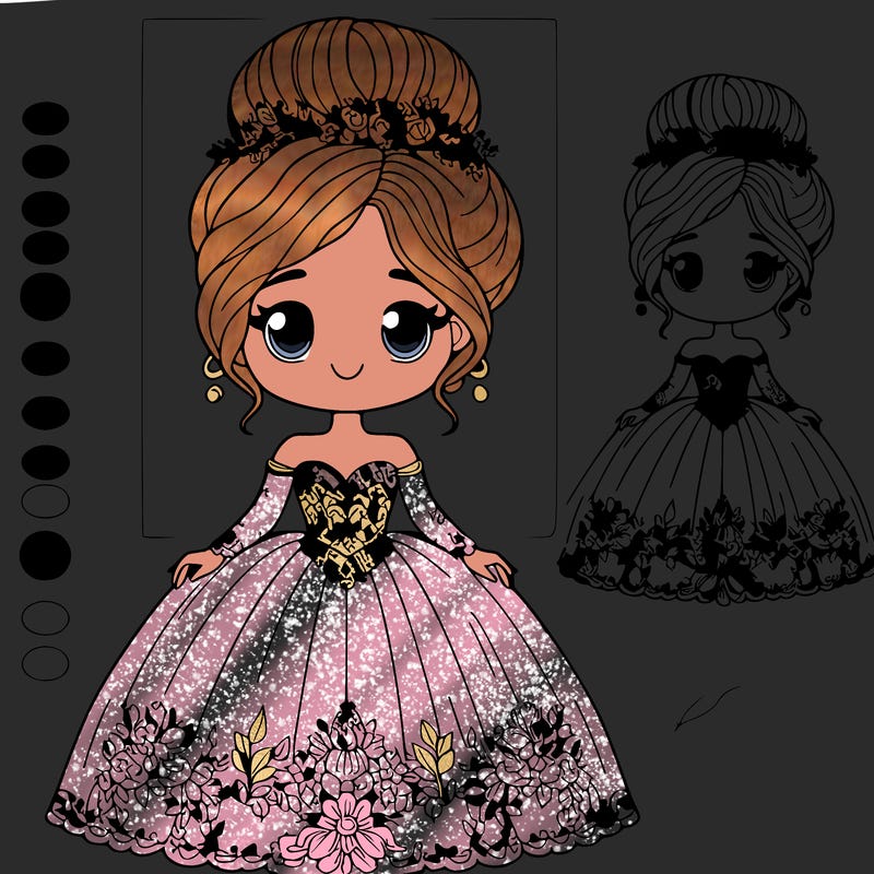 xl beautiful lady in a beautiful dress with a bun in her hair