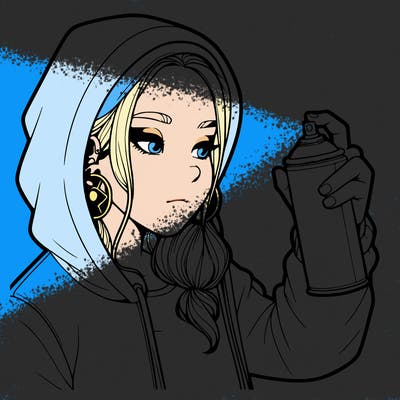 a realistic girl, spray painting