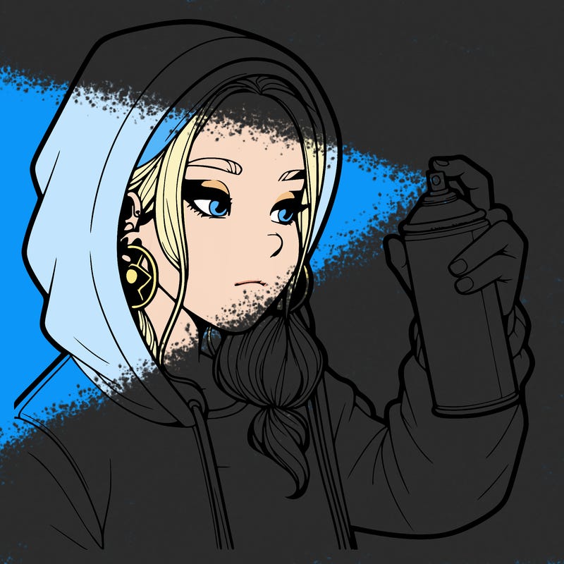 a realistic girl, spray painting