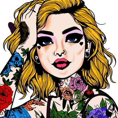 realistic girl with tattoos all over