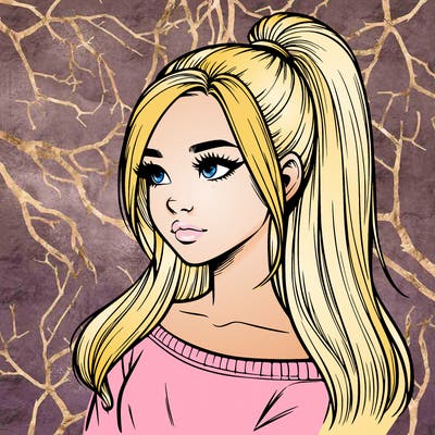 realistic girl with a high ponytail