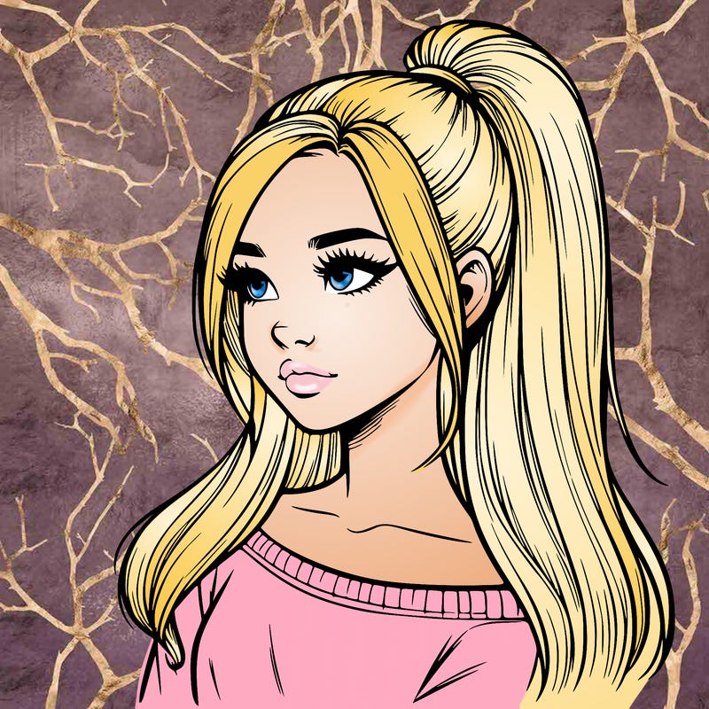 realistic girl with a high ponytail