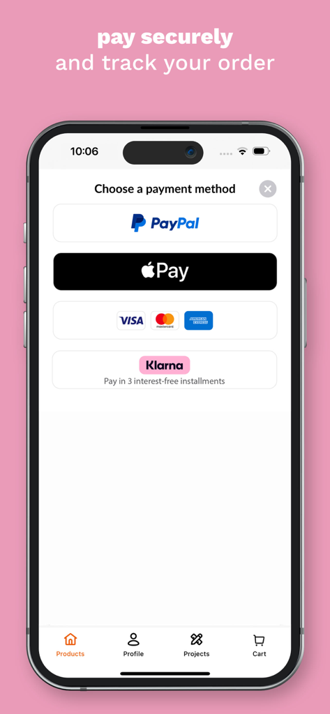 PhotoSi: Photobooks and prints - Tela de seleção de métodos de pagamento no aplicativo PhotoSi mostrando opções como Apple Pay e PayPal