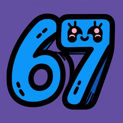 the numbers 67