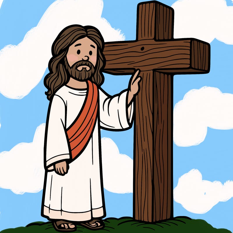 jesus standing beside the cross