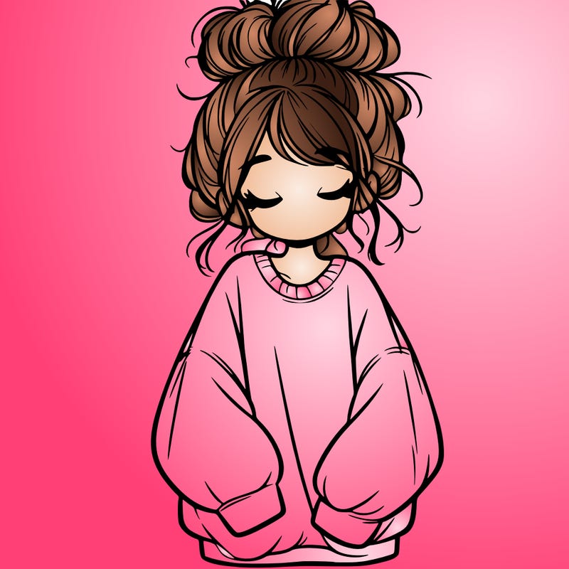 girl with baggy sweatshirt and messy bun
