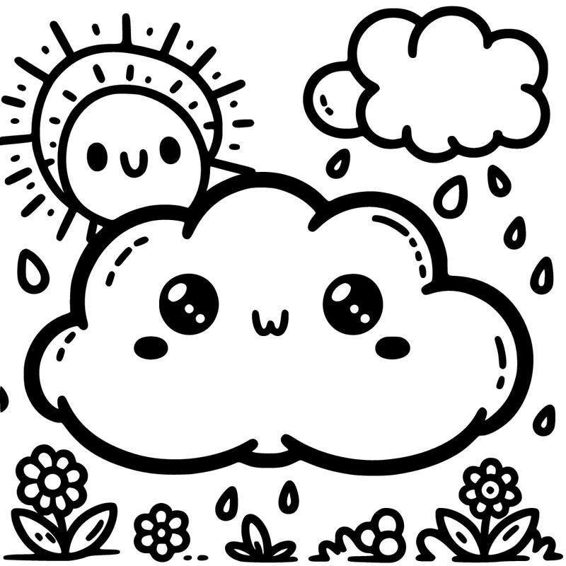 cute cloud with cute sun