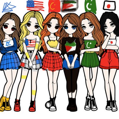 a group of girls realistic