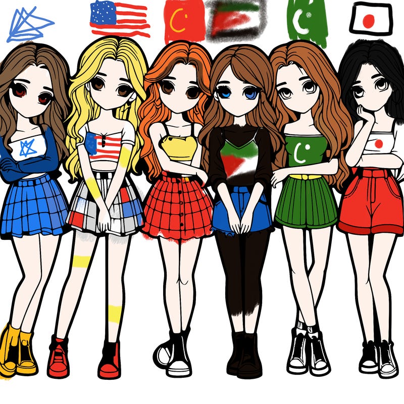 a group of girls realistic