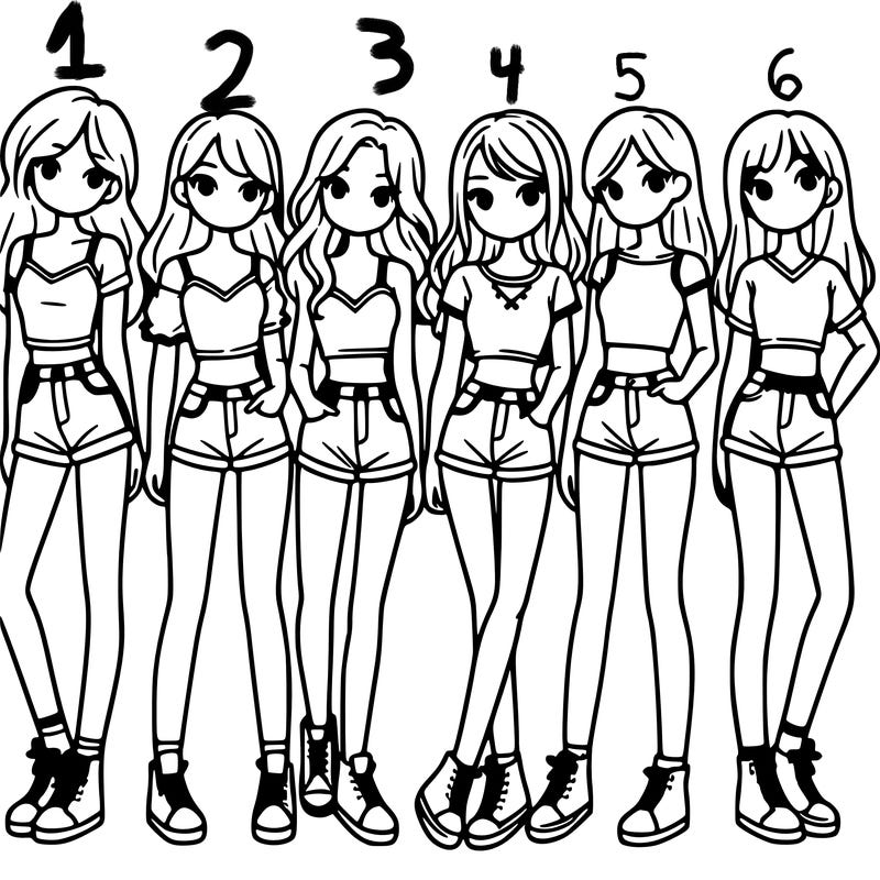 a group of girls wearing crop tops and shorts