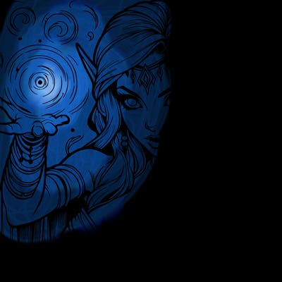 realistic scary beautiful elf sorceress casting spell