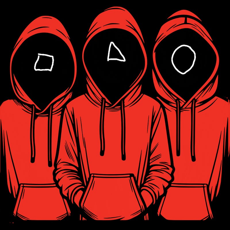 3 faceless people in  hoodies