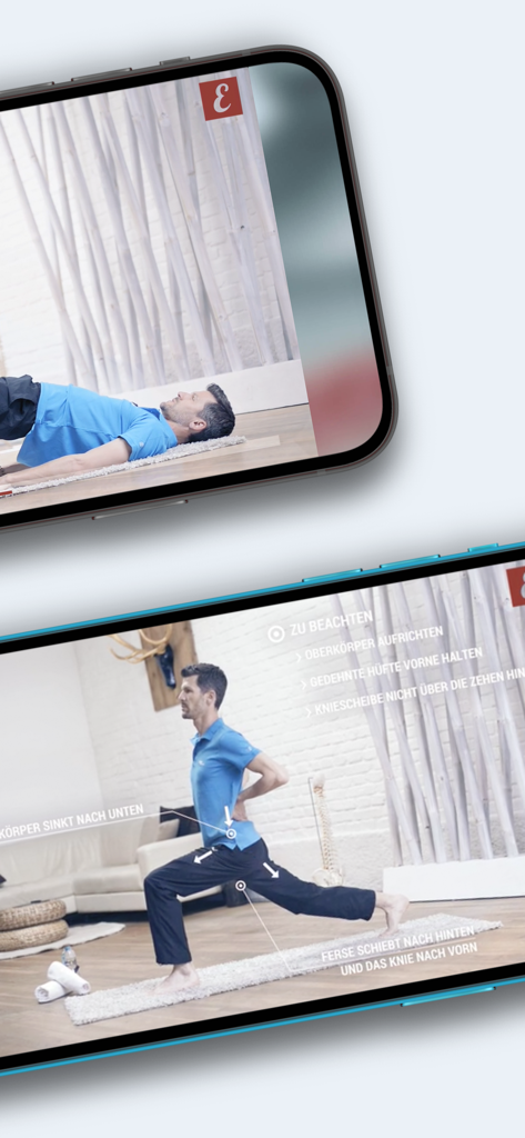 Video-Tutorial mit korrigierenden Rückenübungen und Haltungstipps in der App