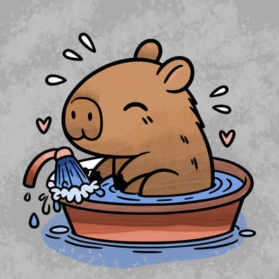 capybara taking a bath